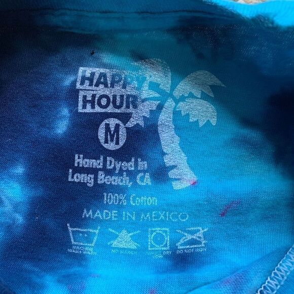 Happy Hour Blue Tie Dye T-shirt Blue Moon Unisex Short Sleeve Crewneck Medium - Picture 6 of 9